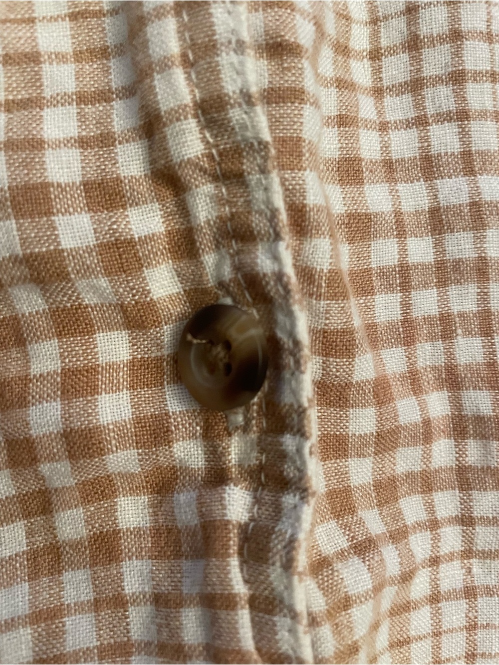 EVERLANE 100% Linen Neutral Paid Button Front Collared Mini Dress | Size L - Picture 4 of 4